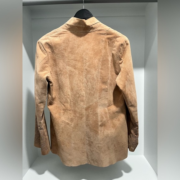 Vintage 100% suede jacket blazer with laser cut detail oversized relaxed fit 4 - Picture 9 of 13